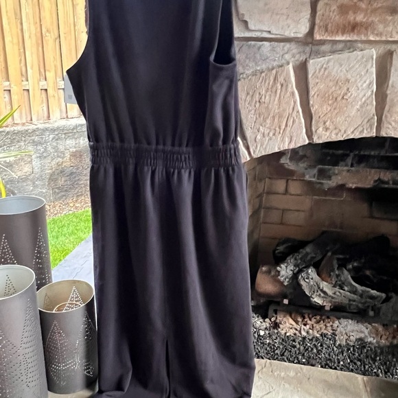 Athleta Black Zip-Up Retroterry Dress with Pockets Size M - Picture 3 of 7